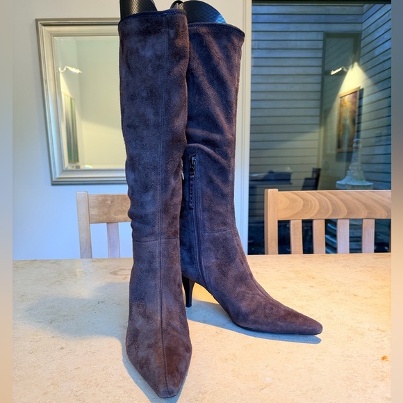 Prada Brown Suede Knee High Boots